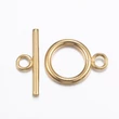 Kép 1/3 - Nemesacél arany színű T-kapocs 18K arany bevonattal (18.5x13.5x2mm)