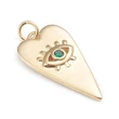 Kép 2/3 - Arany színű evil eye szív fityegő cirkónia kővel (24x14x3mm)