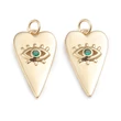 Kép 3/3 - Arany színű evil eye szív fityegő cirkónia kővel (24x14x3mm)