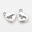 Kép 3/6 - Antikolt ezüst színű MOM szív alakú fityegő/2db
