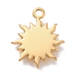 Kép 2/3 - Arany színű nemesacél nap emberi arccal fityegő (17.5x15x2.5mm)