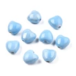 Kép 1/2 - Szív alakú világoskék porcelán, kerámia gyöngy (10mm)