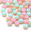 Kép 1/2 - 10db Színes csíkos műanyag gyöngy (8mm)