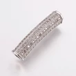 Kép 1/3 - Strasszal díszített ezüst színű cirkónia cső (27x5mm)