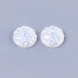 Kép 3/4 - 4db Fehér színű virág mintás csillámos druzy műgyanta kabochon (12mm)