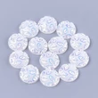 Kép 1/3 - 100db Fehér színű virág mintás csillámos druzy műgyanta kabochon (12mm)