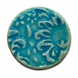 Kép 1/3 - Kézműves türkiz, virágos porcelán korong (25mm)