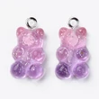 Kép 1/4 - Gumimaci alakú lila-rózsaszín ombre átmenetes, csillámos műgyanta 2 darabos medál szett