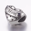 Kép 1/2 - Nemesacél Mom szív gyöngy (14x12mm)