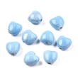 Kép 2/2 - 4db Szív alakú világoskék porcelán, kerámia gyöngy (10mm)
