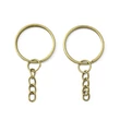 Kép 2/4 - 4db Bronz színű kulcstartókarika lánccal (25mm)