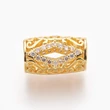 Kép 2/2 - Strasszal díszített arany színű cirkónia cső 18K arany bevonattal (15x9mm)