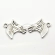 Kép 1/4 - Antikolt ezüst színű lófej fityegő/2db