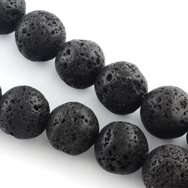 10db Fekete lávakő ásványgyöngy (10mm)
