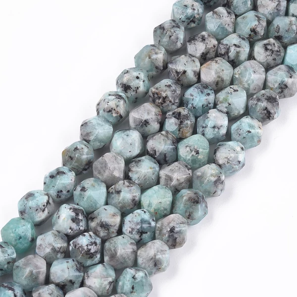 Szezám jáspis színezett, csiszolt ásványgyöngy/5db