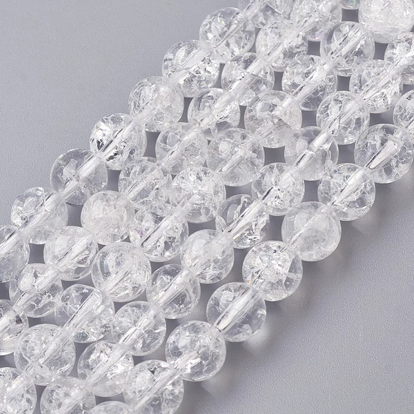 Roppantott hegyikristály ásványgyöngy (8mm)10db