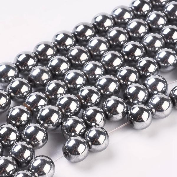 Szintetikus Hematit gyöngy (8mm)/10db