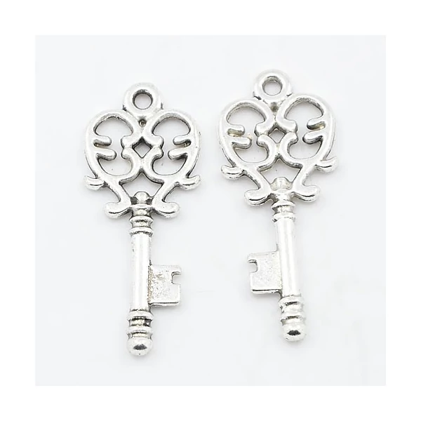 Antikolt ezüst kulcs fityegő/2db