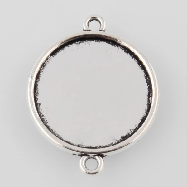 Antikolt ezüst színű sima kapcsolóelem (20mm) (2312)