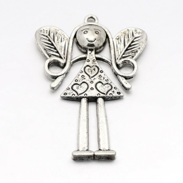 Antikolt ezüst színű angyal medál (58x37mm)
