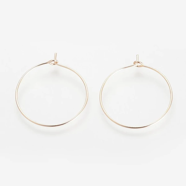 1 pár világos arany színű kör nyitható fülbevalóalap (25mm)