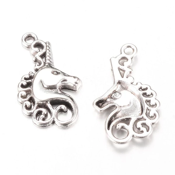 Antikolt ezüst unikornis fityegő/4db