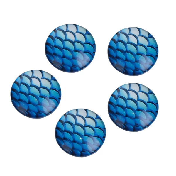 Sötét kék sellőmintás üveglencse (20mm)