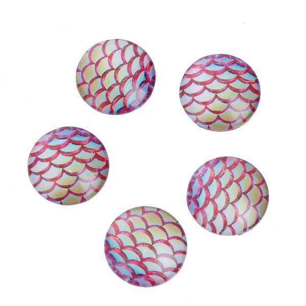 Rózsaszín sellőmintás üveglencse (20mm)