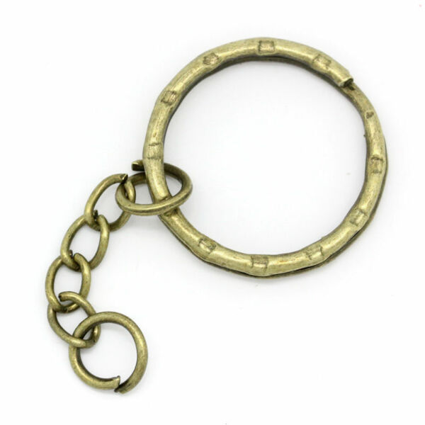 Bronz színű kulcstartókarika lánccal (35mm)