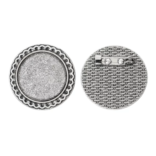 Antikolt ezüst színű kitűzőalap (25mm)