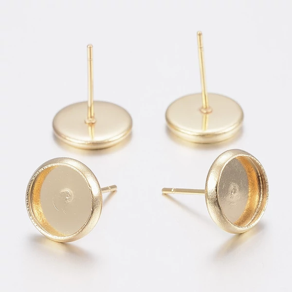 Arany színű nemesacél bedugós fülbevalóalap 18K arany bevonattal (12mm)