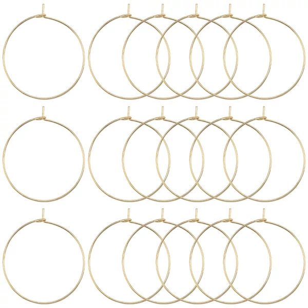 Arany színű nemesacél karika fülbevaló 18K arany bevonattal (35x30x0.7mm)