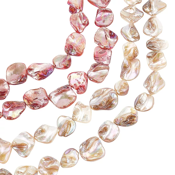Rombusz alakú, természetes kagylógyöngy szálban (16.5~22x15~25x3~13mm) /19~20db