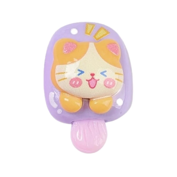 Cica jégkrém műgyanta kaboson  (24x27x8mm)