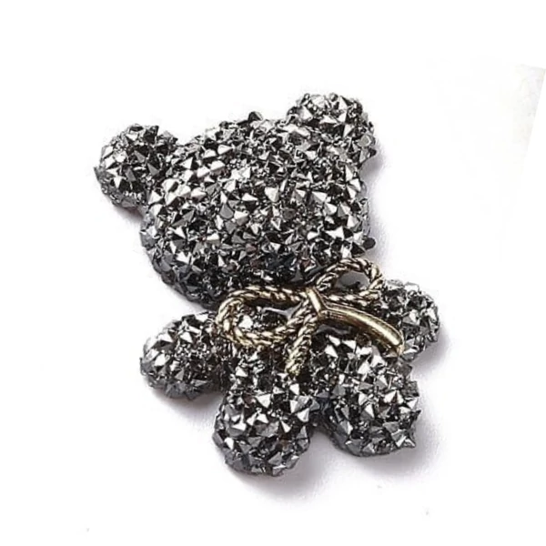 Fekete maci műgyanta kaboson  (32x25x10mm)