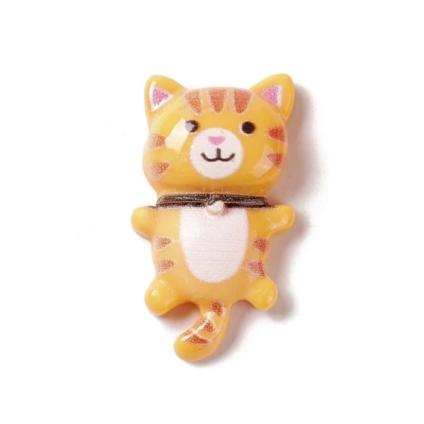 Narancssárga cica műgyanta kaboson  (26x15x8mm)