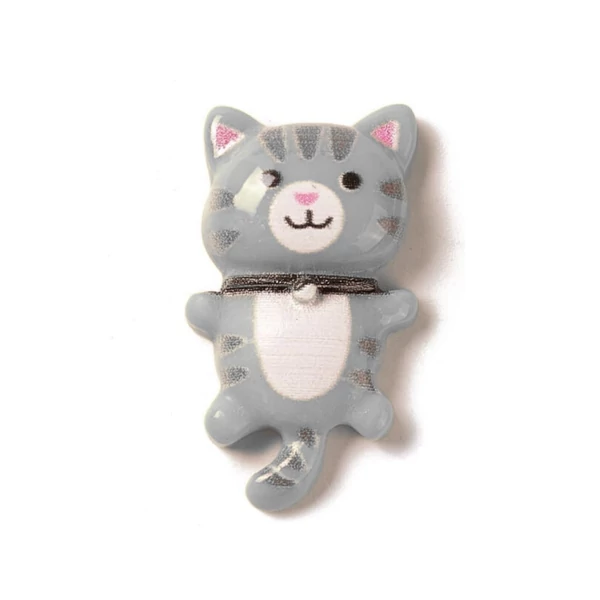 Szürke cica műgyanta kaboson  (26x15x8mm)