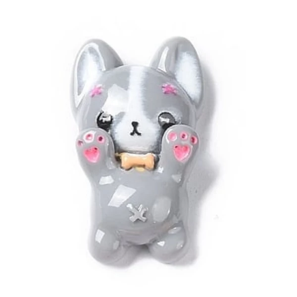 Szürke kutyus műgyanta kaboson  (29x18x8mm)