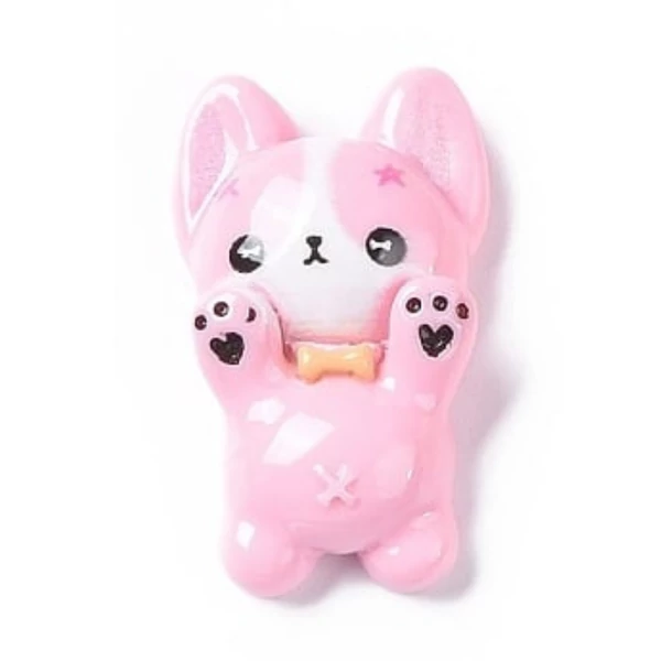 Rózsaszín kutyus műgyanta kaboson  (29x18x8mm)