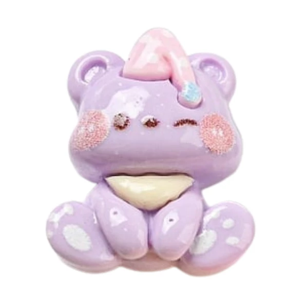 Lila maci műgyanta kaboson  (17x15x8mm)