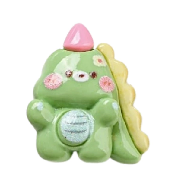 Zöld dínó műgyanta kaboson  (17x15x8mm)