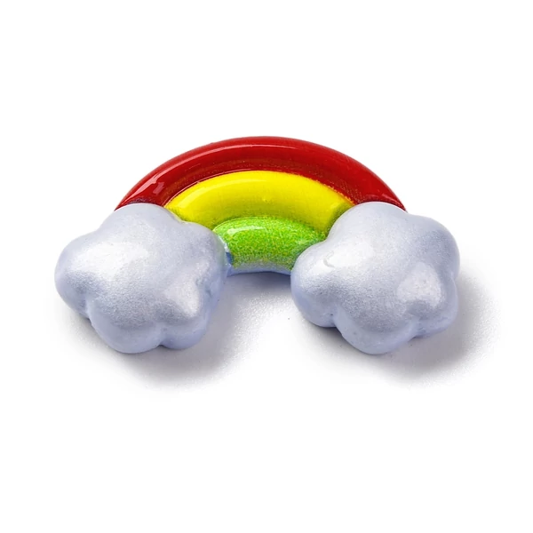 Színes szívárvány alakú műgyanta kaboson  (15x26.5x7mm)