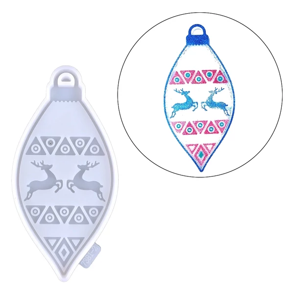 Körte alakú, rénszarvas mintájú szilikon öntőforma (155x77x9mm)