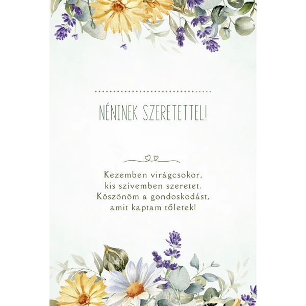 Ajándék kísérő kártya &quot;..... Néninek Szeretettel!&quot; (14x9,5cm)