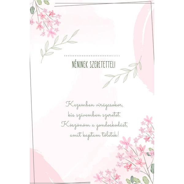 Ajándék kísérő kártya "..... Néninek Szeretettel!" (14x9,5cm)