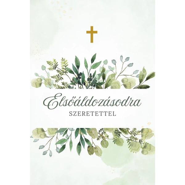 Ajándék kísérő kártya "Elsőáldozásodra Szeretettel!" (14x9,5cm)