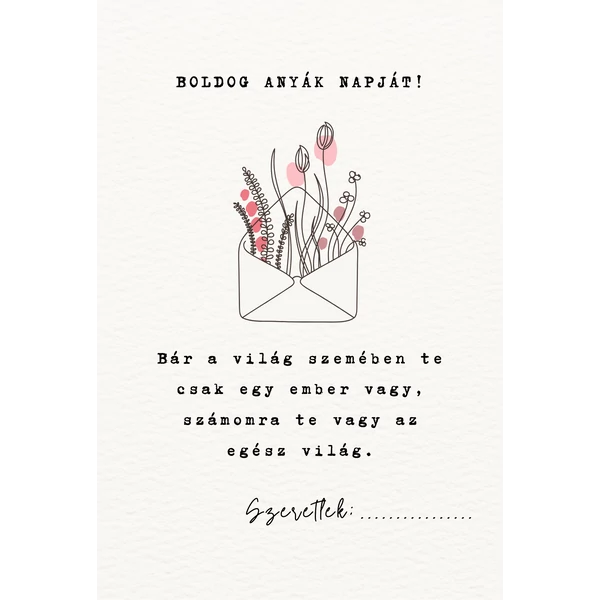 Ajándék kísérő kártya "Boldog anyák napját!" (14x9,5cm)