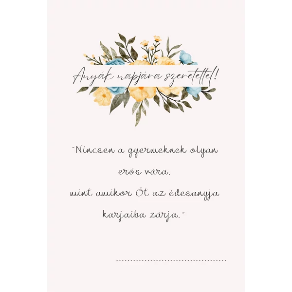 Ajándék kísérő kártya "Anyák napjára" (14x9,5cm)