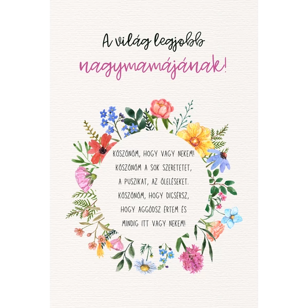 Ajándék kísérő kártya &quot;A világ legjobb nagymamájának!&quot; (14x9,5cm)