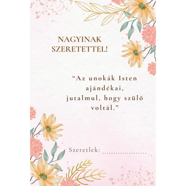 Ajándék kísérő kártya "Nagyinak szeretettel!" (14x9,5cm)